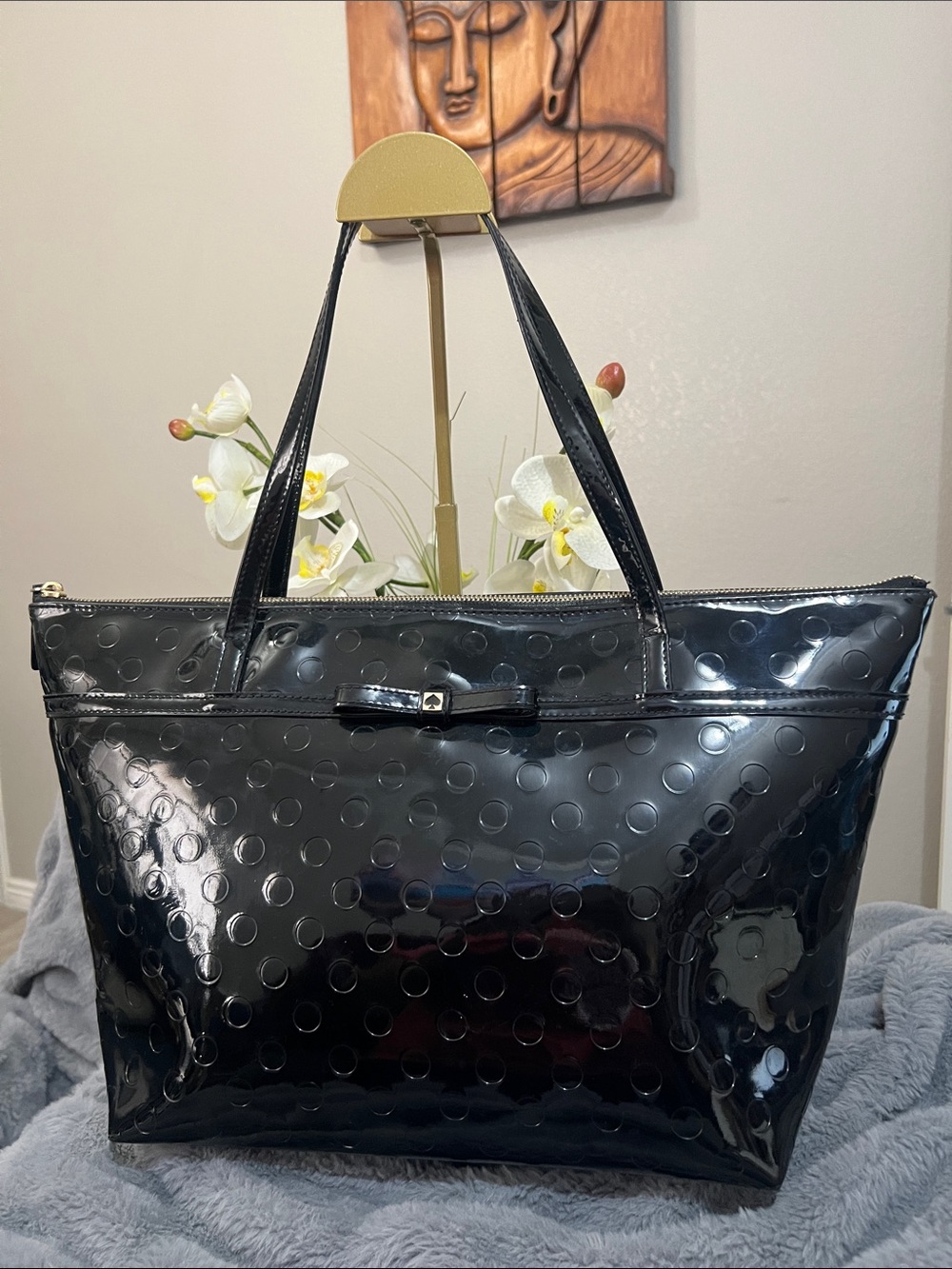 Kate Spade Black Patent Leather Shoulder Bag GUC retail $249